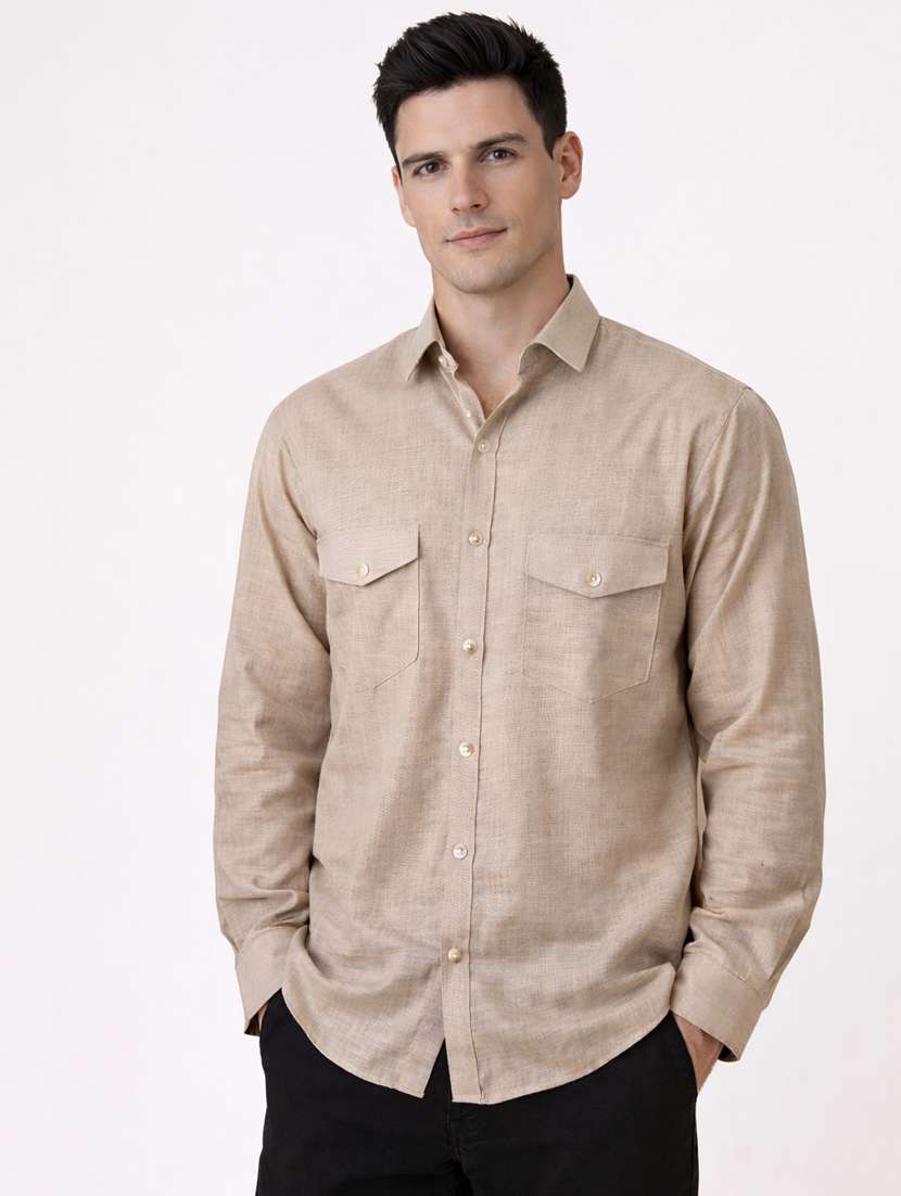 men solid long sleeve regular fit casual shirt