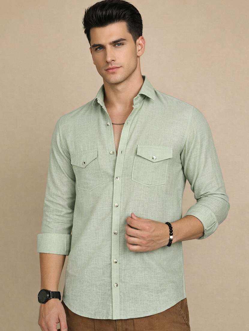 men solid long sleeve regular fit casual shirt