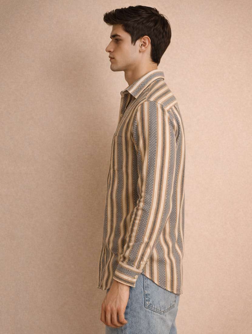 men striped long sleeve regular fit casual shirt - 22328567 -  Standard Image - 2