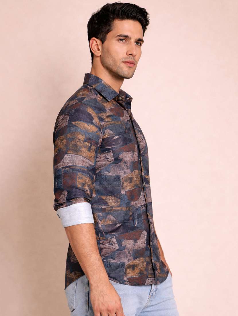 men printed long sleeve regular fit casual shirt - 22328571 -  Standard Image - 2