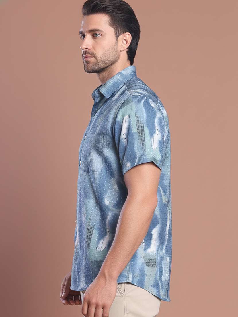 men abstract short sleeve regular fit casual shirt - 22328591 -  Standard Image - 2