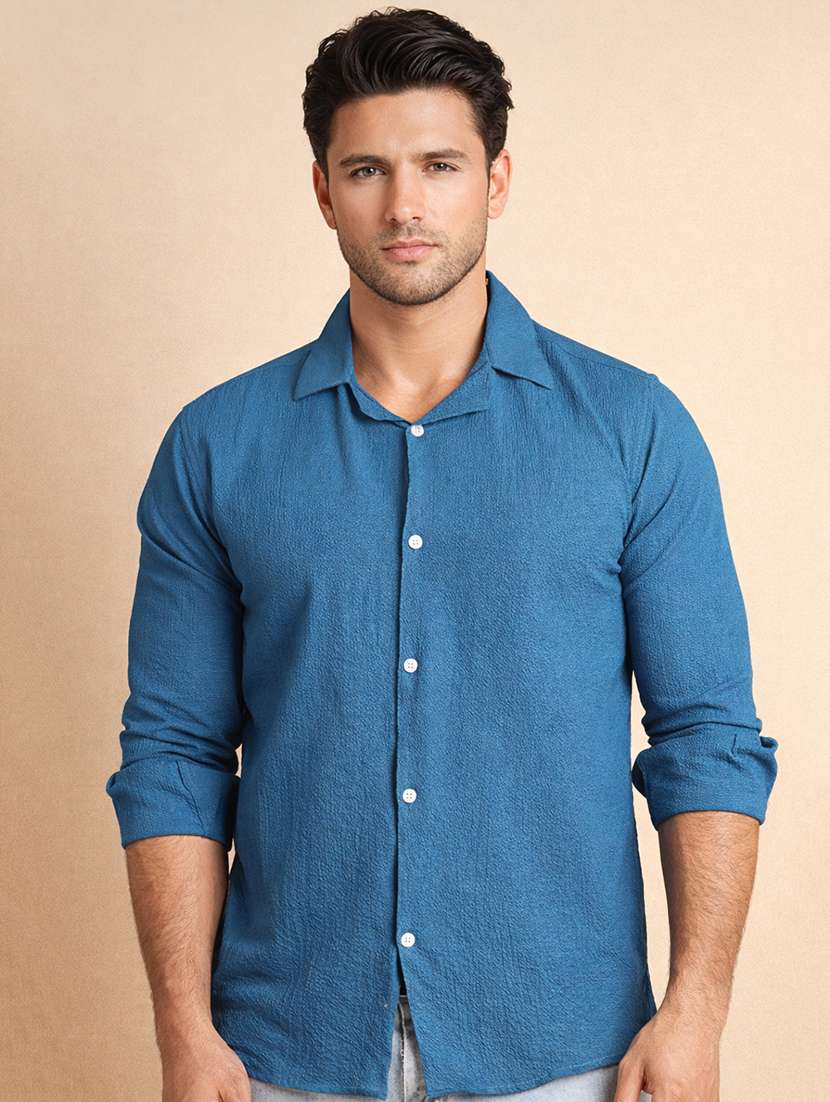 men solid long sleeve regular fit casual shirt