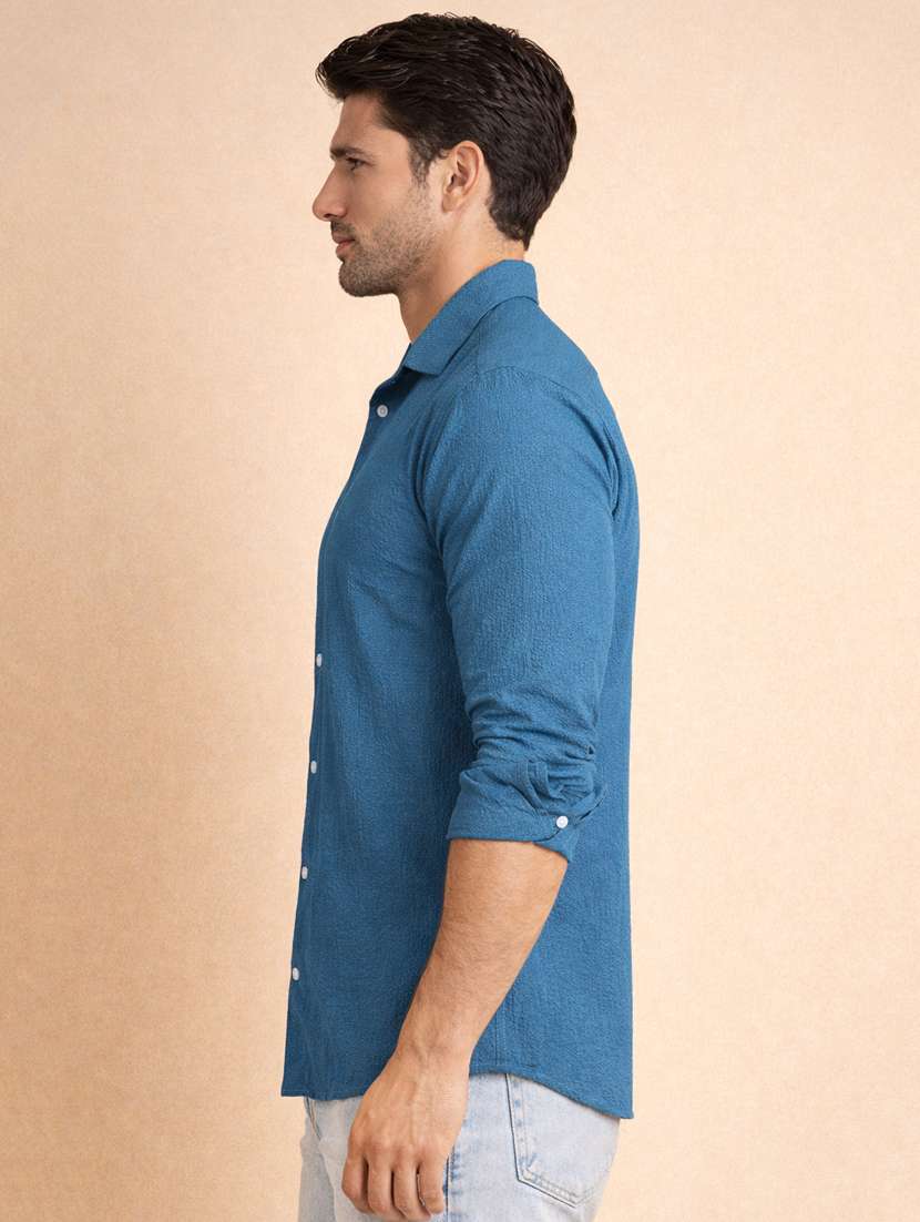 Men Solid Long Sleeve Regular Fit Casual Shirt - 22328594 -  Standard Image - 2