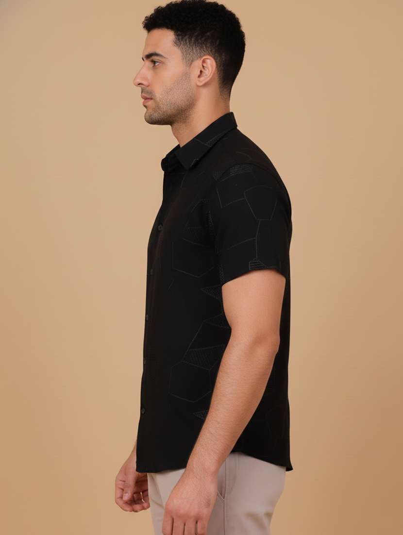 men geometric short sleeve regular fit casual shirt - 22328622 -  Standard Image - 2