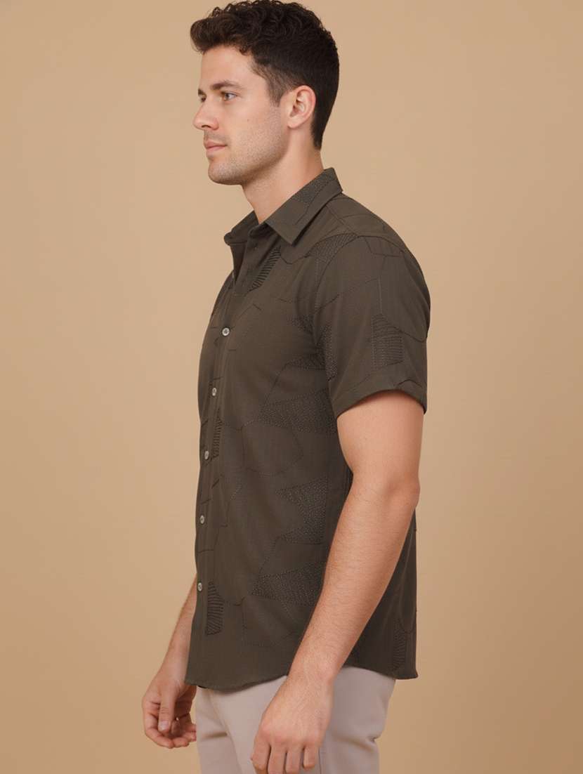 men geometric short sleeve regular fit casual shirt - 22328625 -  Standard Image - 2