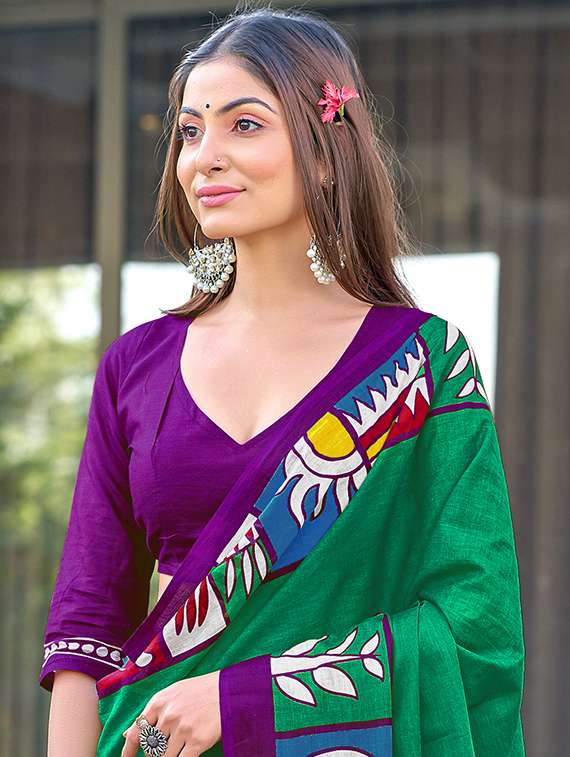 women printed casual wear saree with blouse - 22328723 -  Standard Image - 2