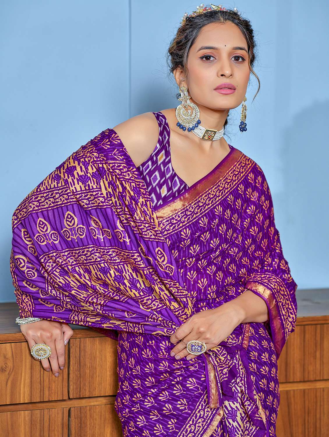 women printed casual wear saree with blouse - 22328759 -  Standard Image - 2