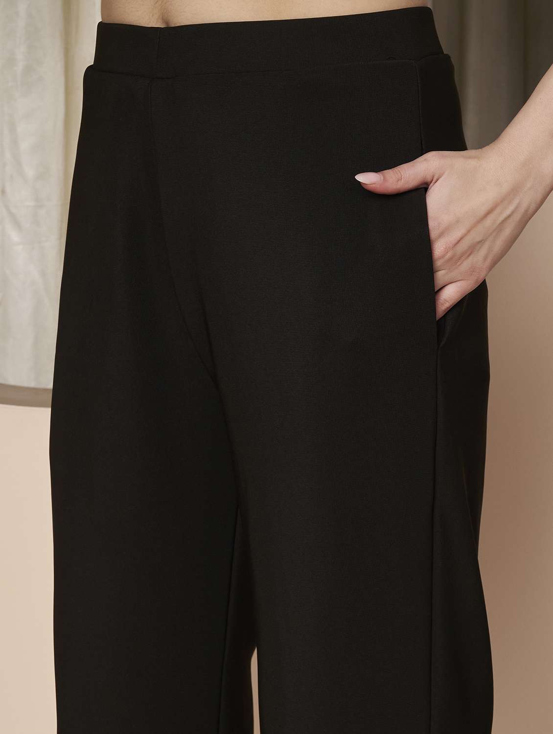 women solid mid rise straight trouser - 22328813 -  Standard Image - 7