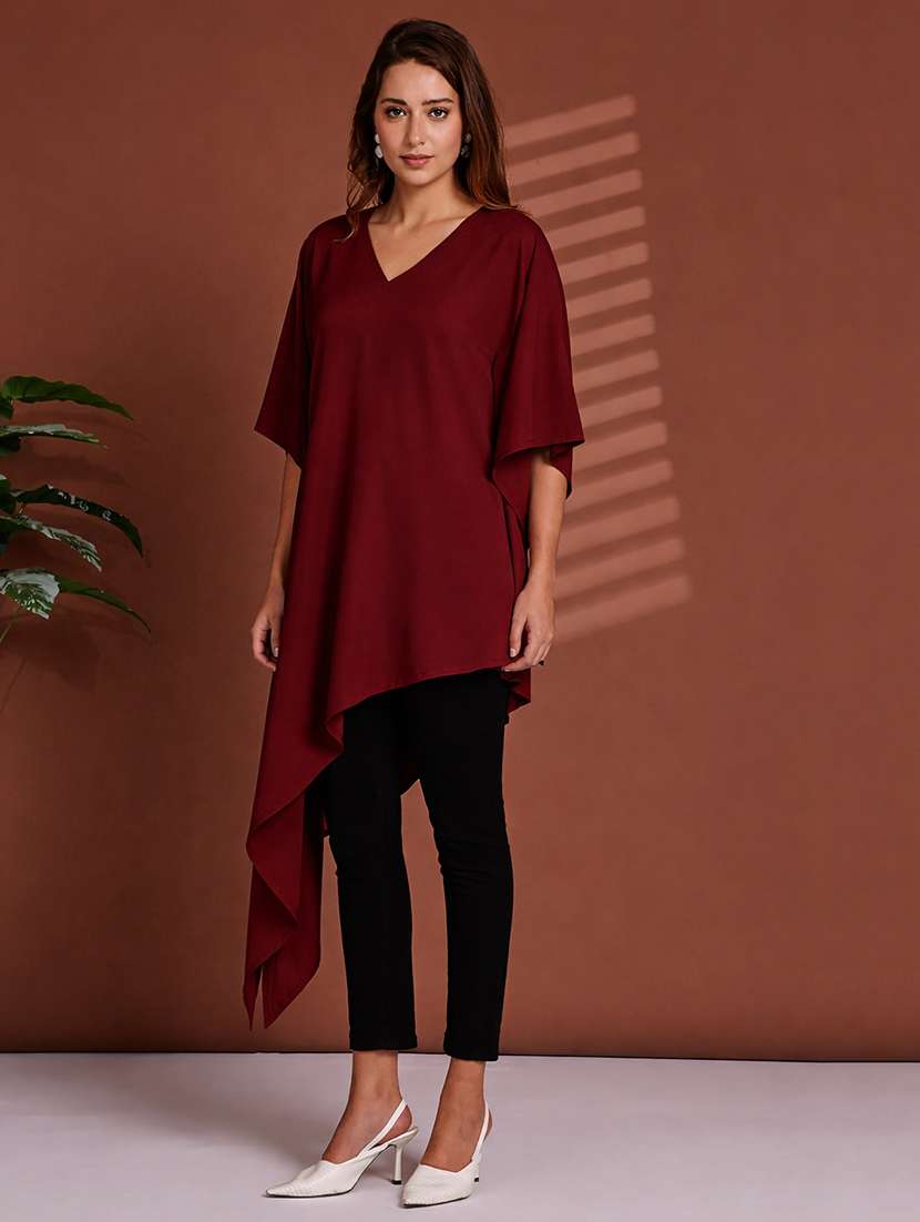 women solid kimono sleeve kaftan tunic - 22328942 -  Standard Image - 2
