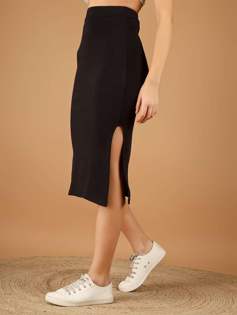 women solid high rise bodycon skirt - 22329196 -  Standard Image - 2