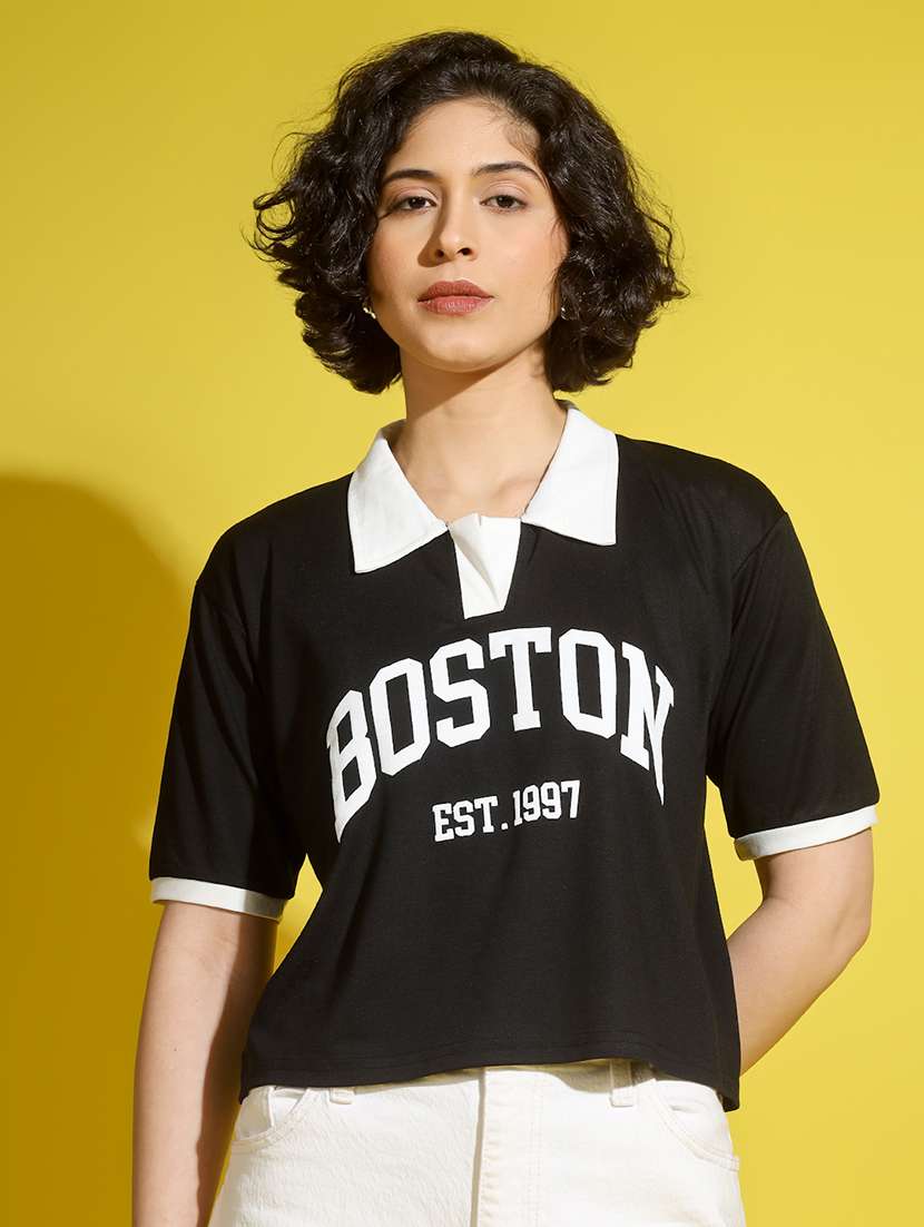 women printed short sleeve polo t-shirt - 22329203 -  Standard Image - 2