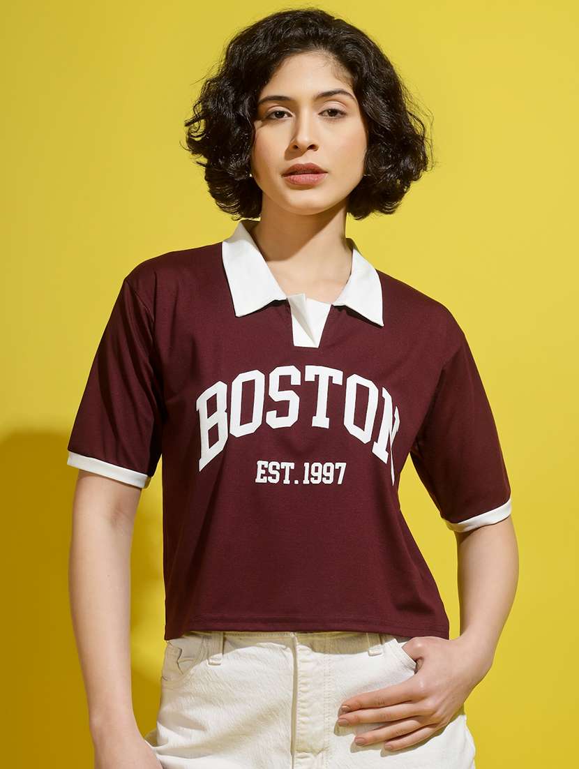 women printed short sleeve polo t-shirt - 22329205 -  Standard Image - 2