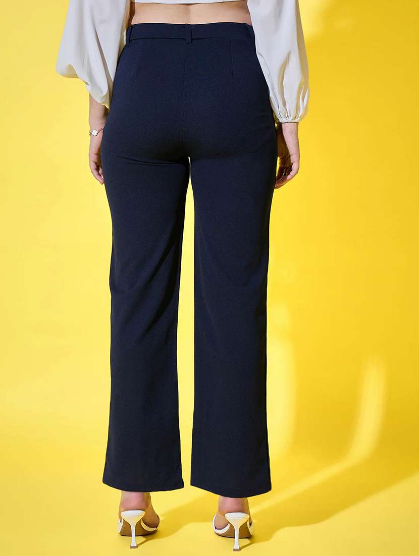 women solid high rise straight trouser - 22329248 -  Standard Image - 2