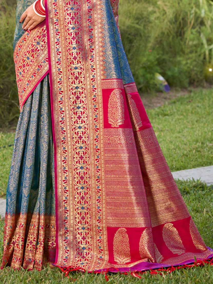 women self design kanjivaram saree with blouse - 22329289 -  Standard Image - 2