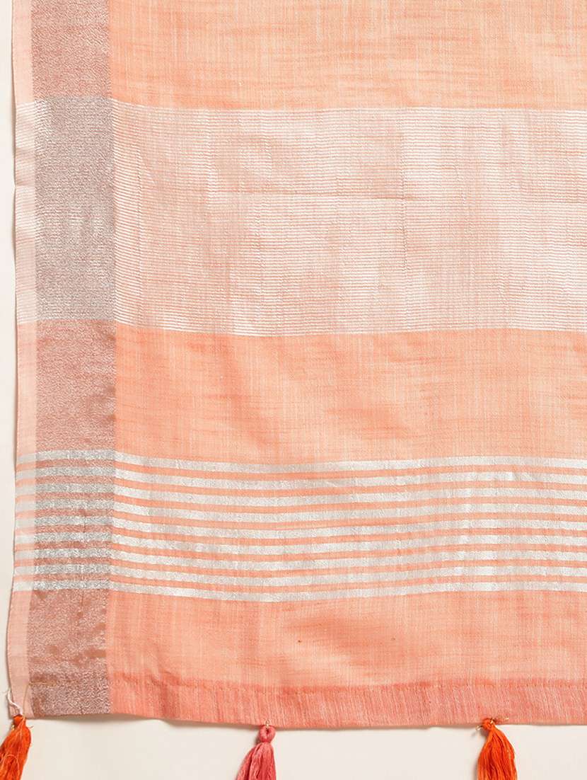 women solid with bordered handloom saree with blouse - 22329305 -  Standard Image - 2