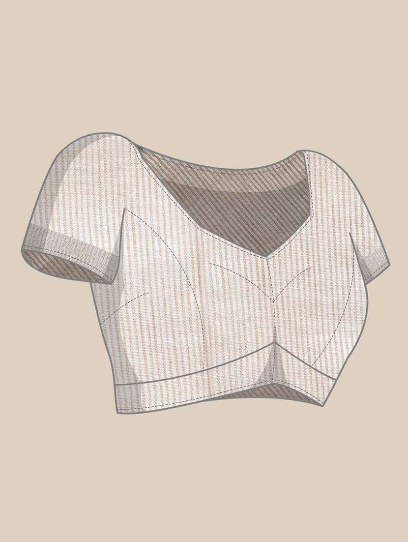 women solid with bordered handloom saree with blouse - 22329319 -  Standard Image - 7