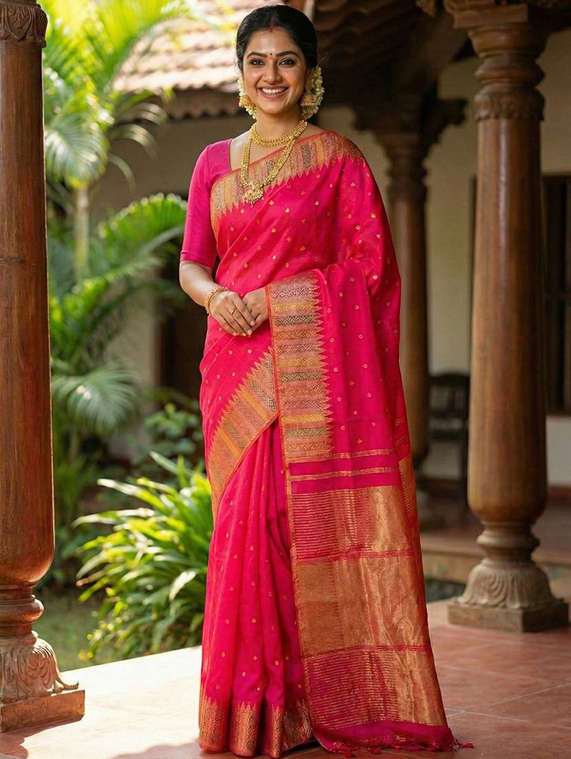 women self design southern silk saree with blouse