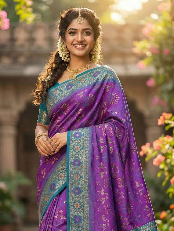 women self design southern silk saree with blouse - 22329339 -  Standard Image - 2