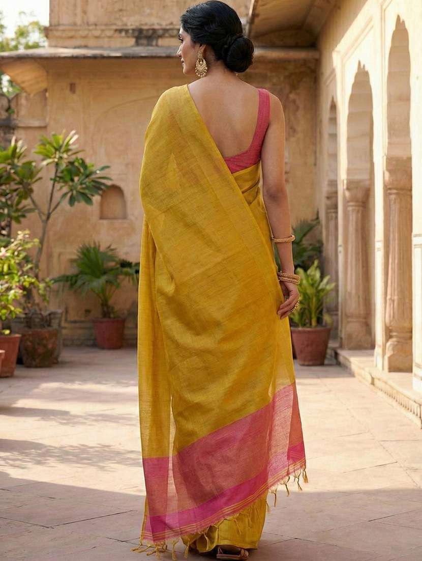 women solid plain saree with blouse - 22329369 -  Standard Image - 2