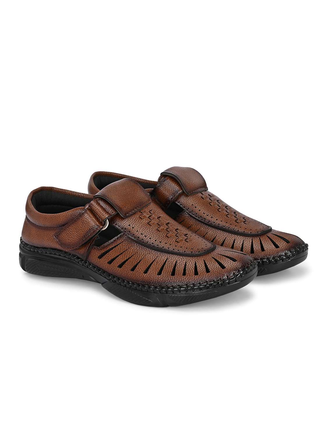 men brown slip on sandal - 22329461 -  Standard Image - 2