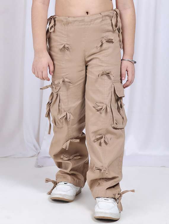 girls solid mid rise cargo
