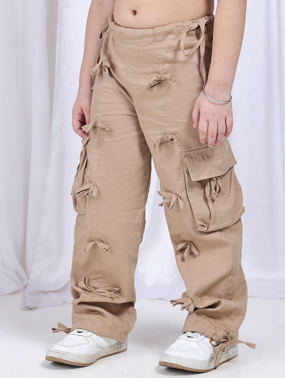 Girls Solid Mid Rise Cargo - 22329484 -  Standard Image - 2