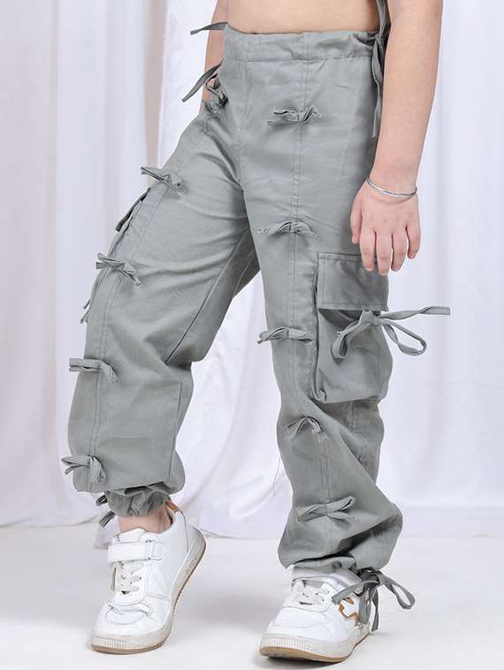 Girls Solid Mid Rise Cargo - 22329485 -  Standard Image - 2