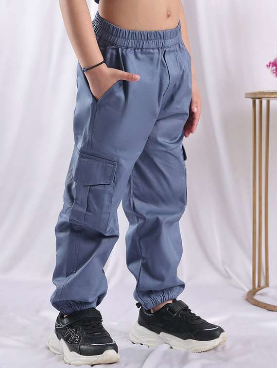 girls solid mid rise cargo - 22329487 -  Standard Image - 2