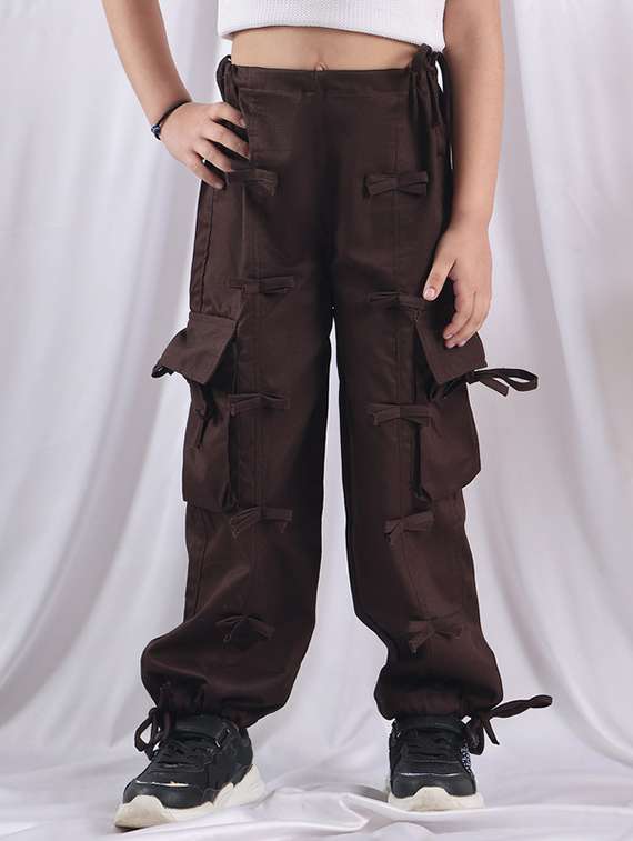 girls solid mid rise cargo