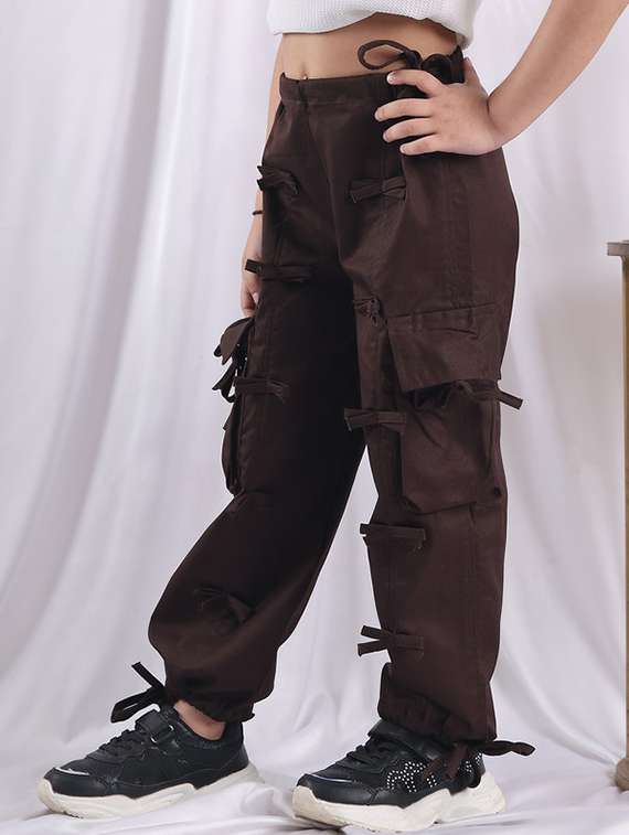 Girls Solid Mid Rise Cargo - 22329490 -  Standard Image - 2