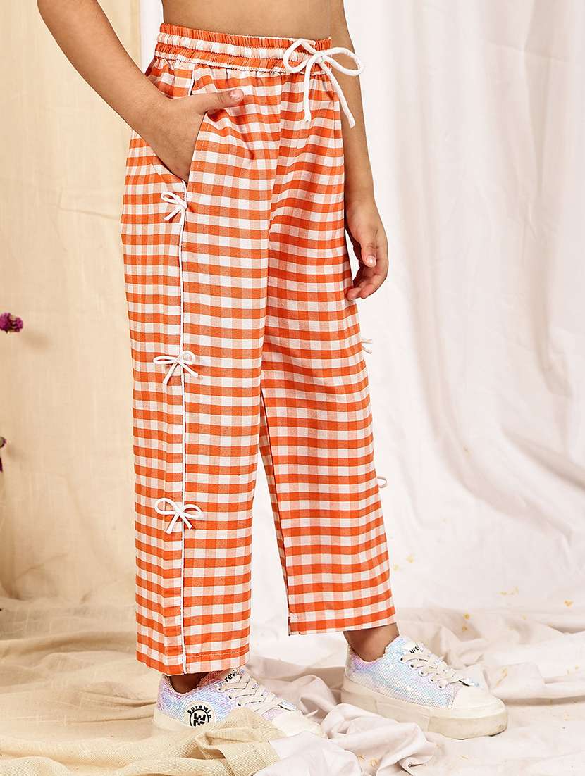 Girls Checkered Mid Rise Straigt Trouser - 22329496 -  Standard Image - 2