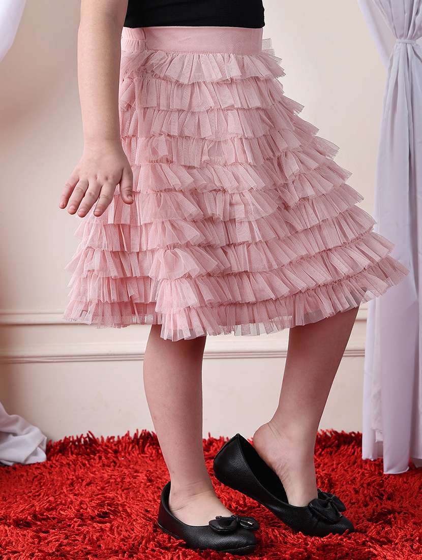 girls solid mid rise ruffle skirt - 22329559 -  Standard Image - 2