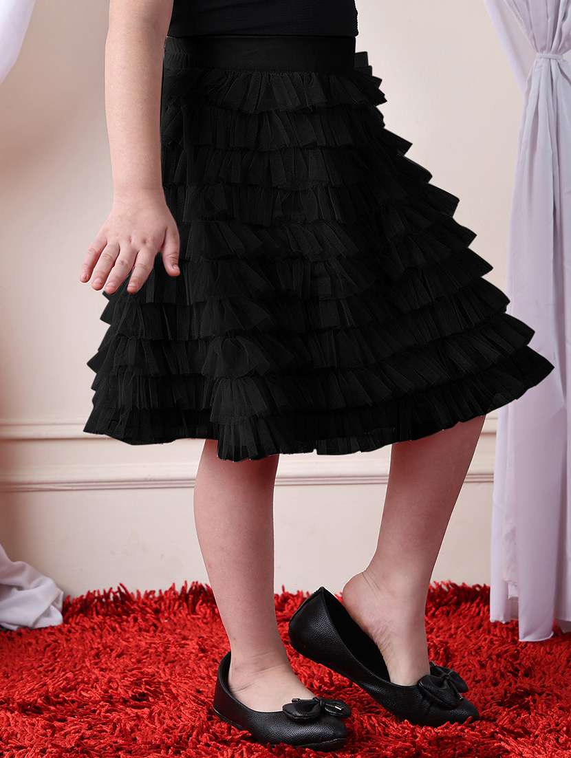 girls solid mid rise ruffle skirt - 22329560 -  Standard Image - 2