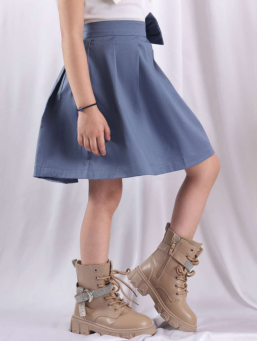 girls solid mid rise pleated skirt - 22329562 -  Standard Image - 2