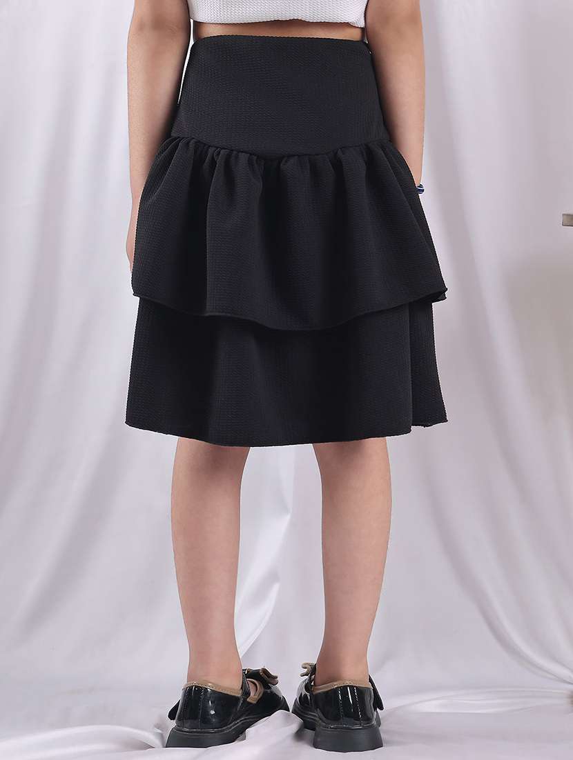 girls solid mid rise layered skirt - 22329568 -  Standard Image - 2