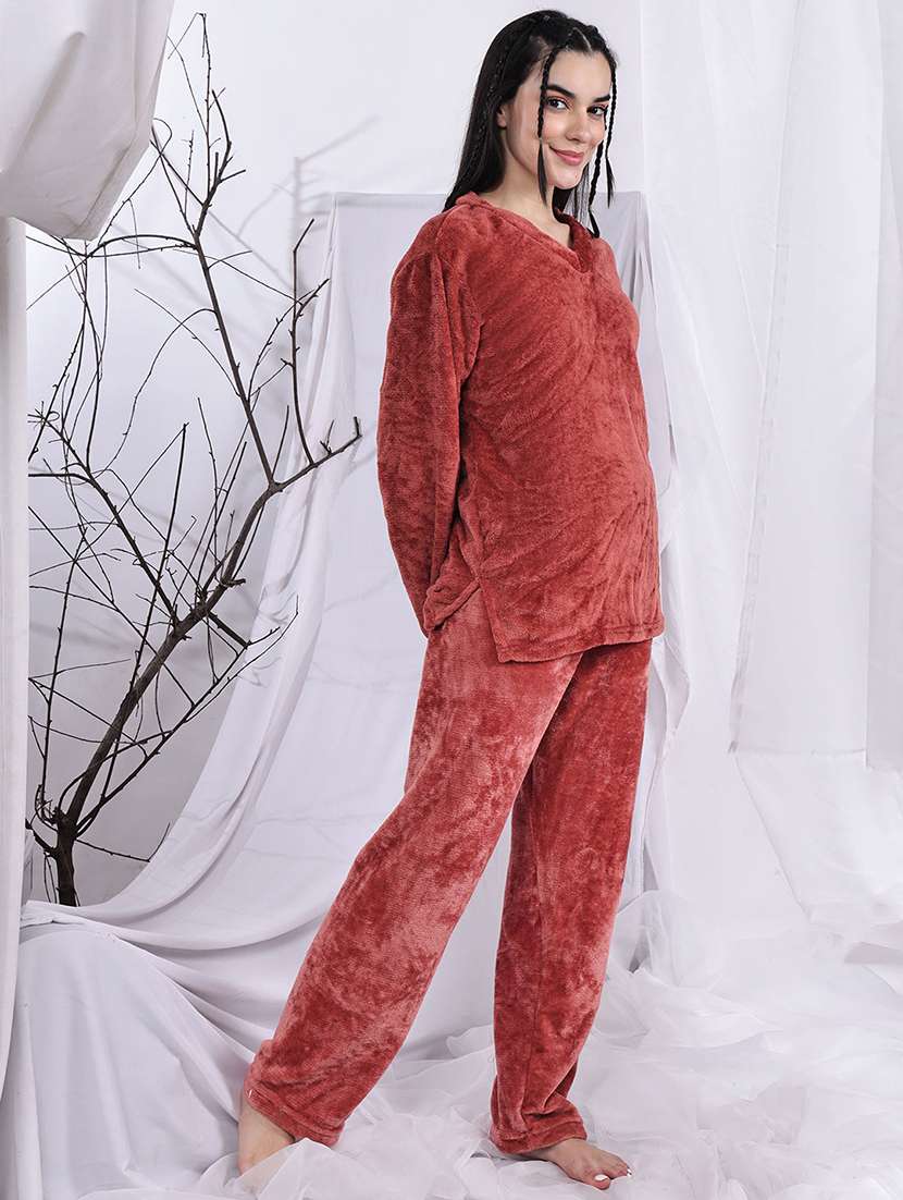 women solid nightwear pyjama set - 22329769 -  Standard Image - 2