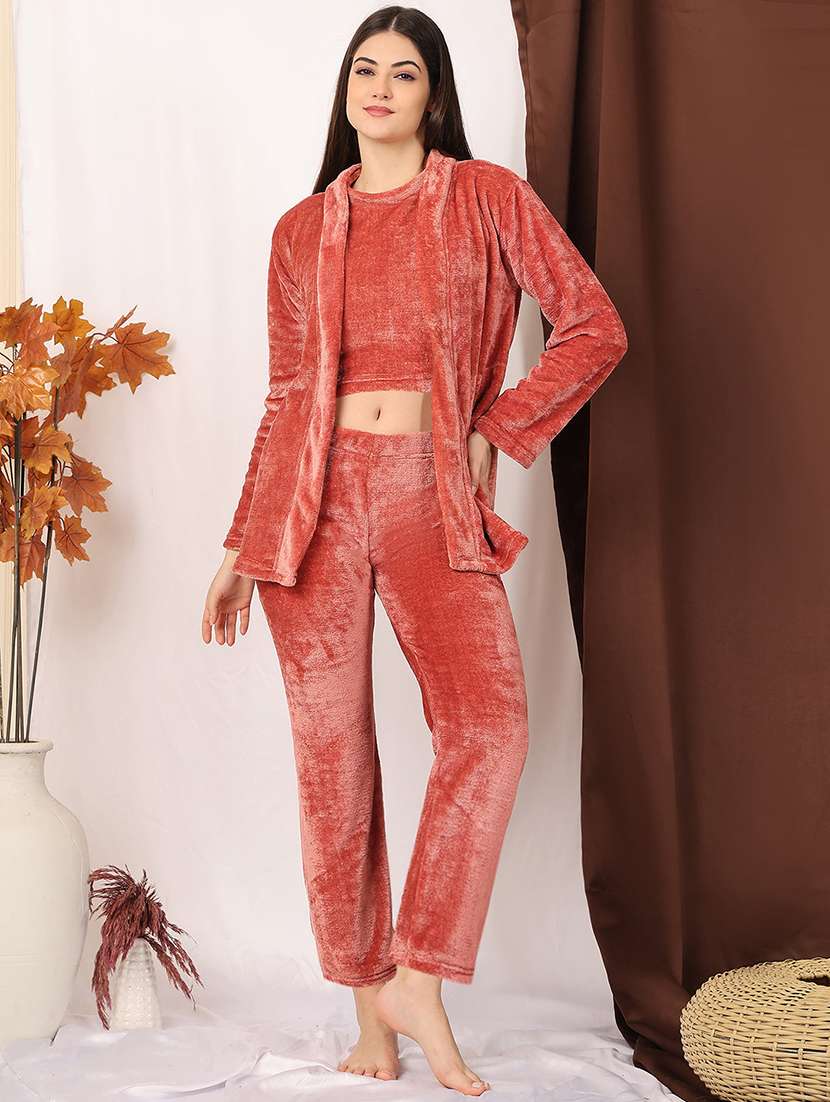 women solid nightwear pyjama set - 22329775 -  Standard Image - 2