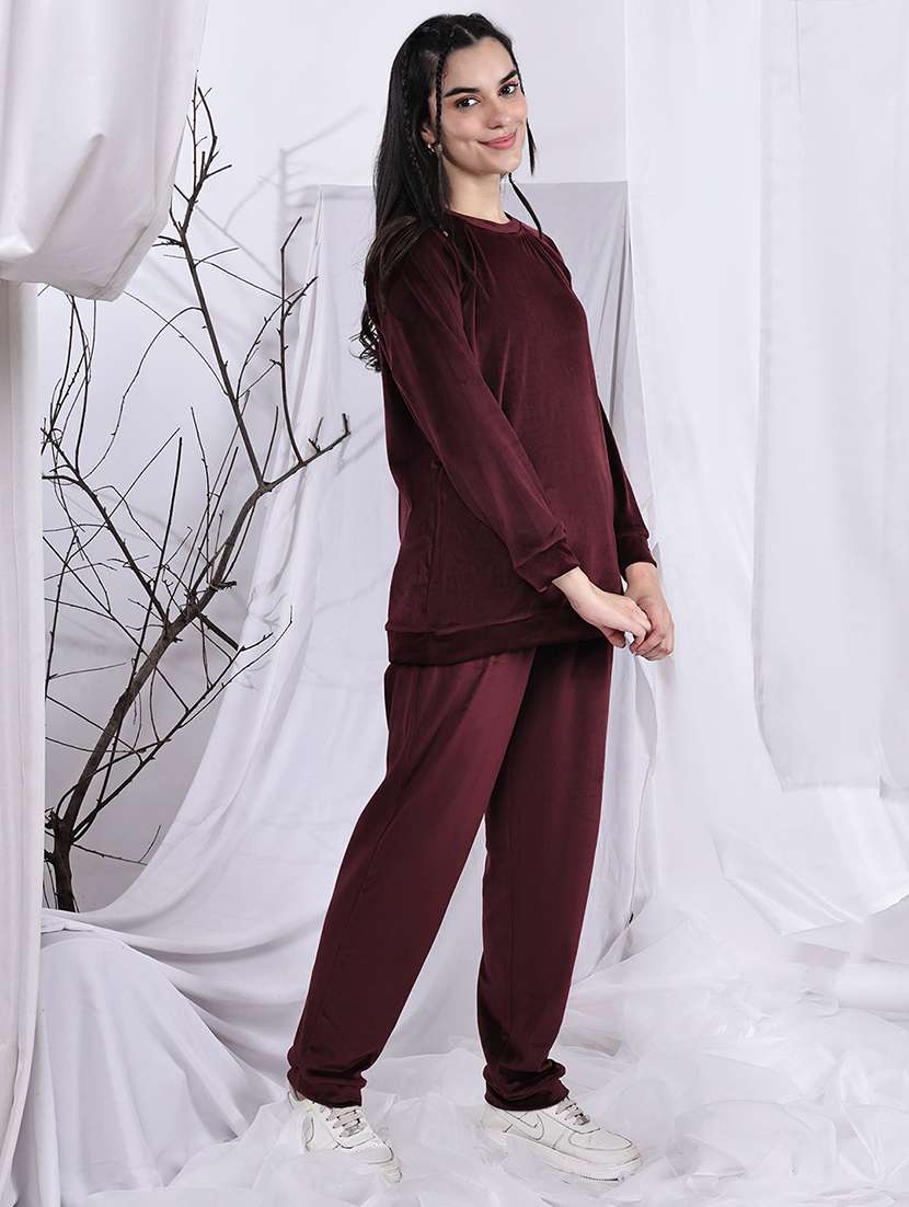 women solid long sleeve winter co-ord set - 22329837 -  Standard Image - 2