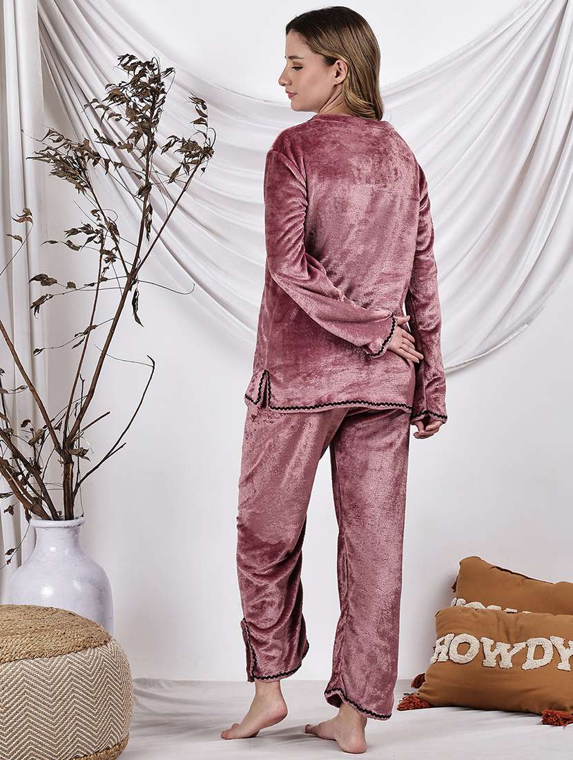 women solid nightwear pyjama set - 22329841 -  Standard Image - 2