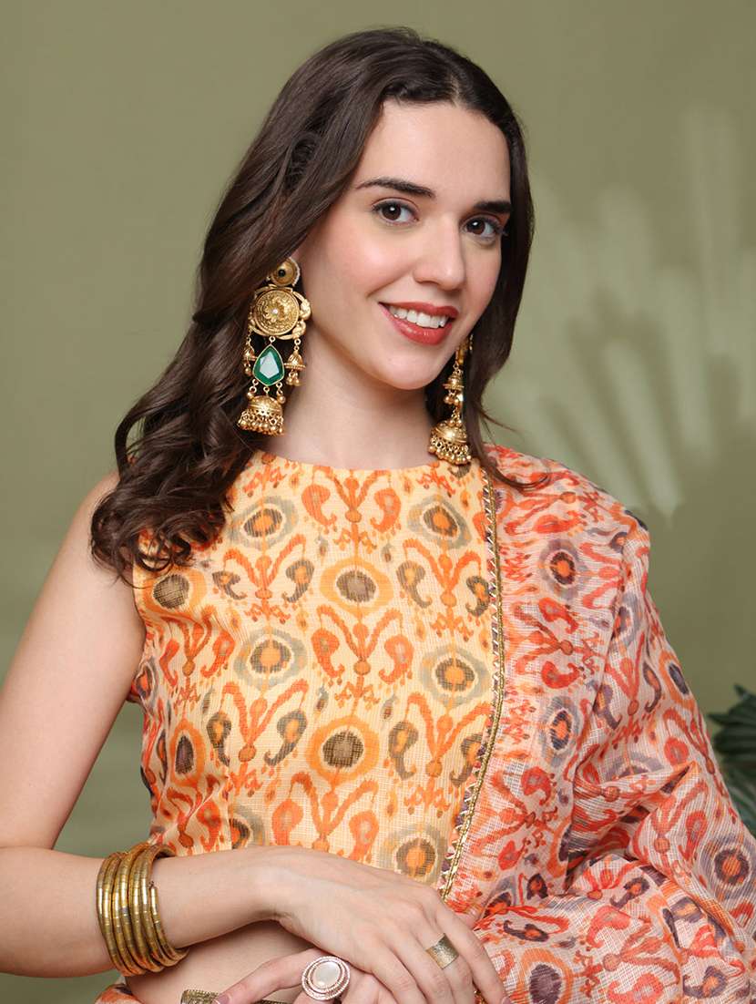 women printed sleeveless lehenga and choli set with dupatta - 22329851 -  Standard Image - 2