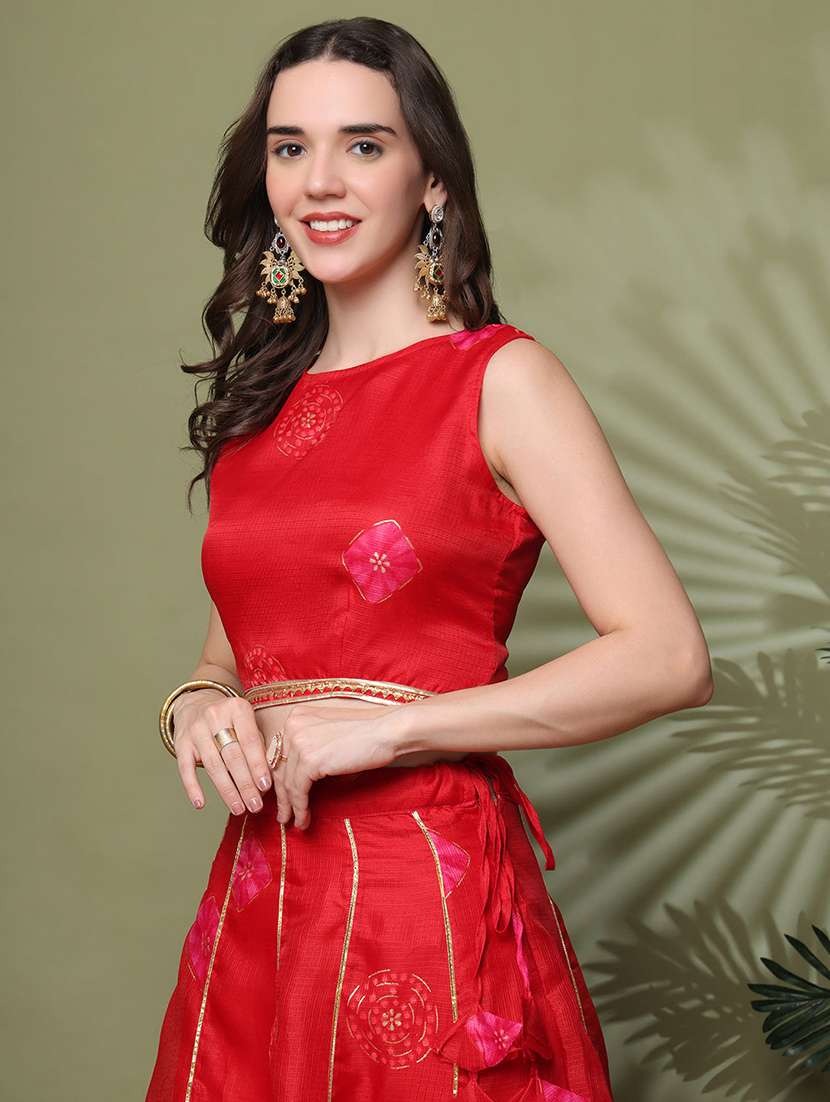 women printed sleeveless lehenga and choli set with dupatta - 22329856 -  Standard Image - 2