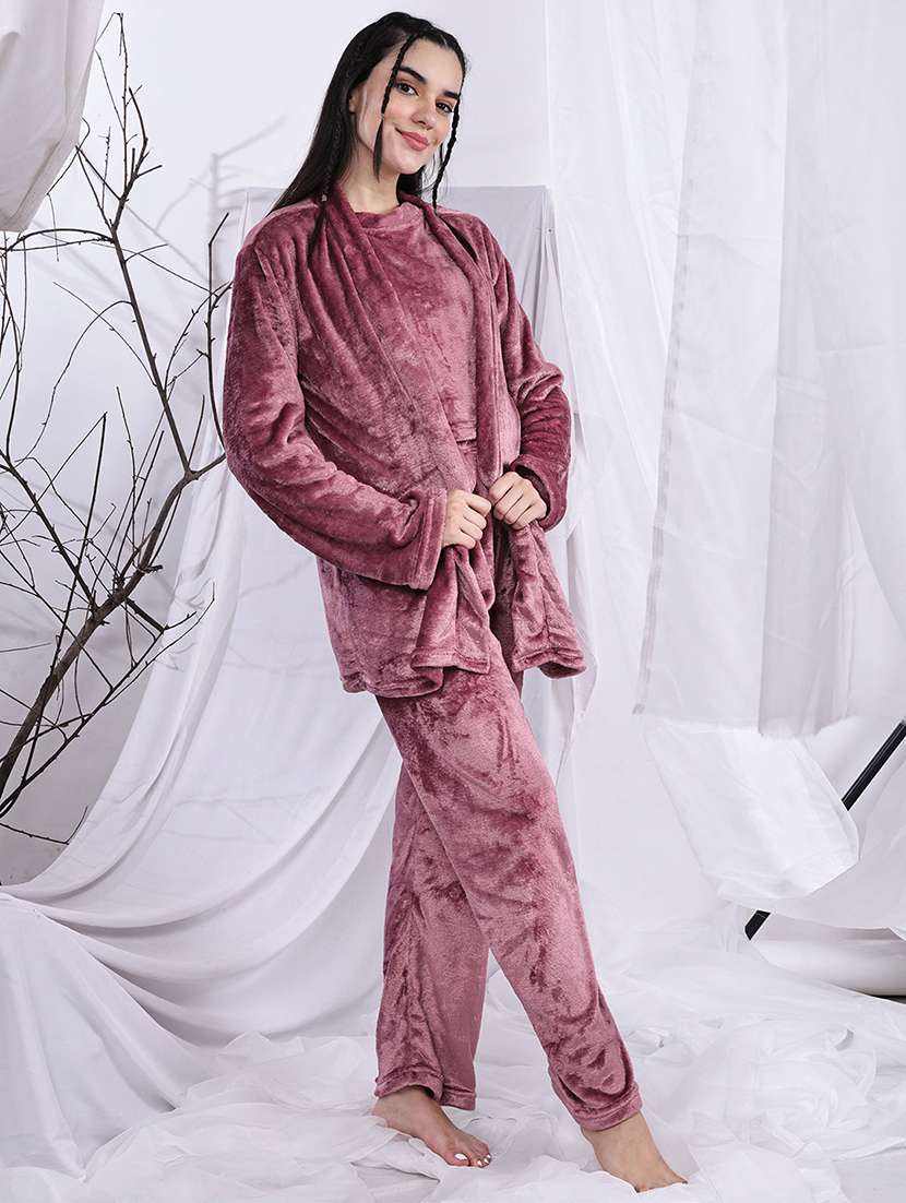 women solid nightwear pyjama set - 22329865 -  Standard Image - 2