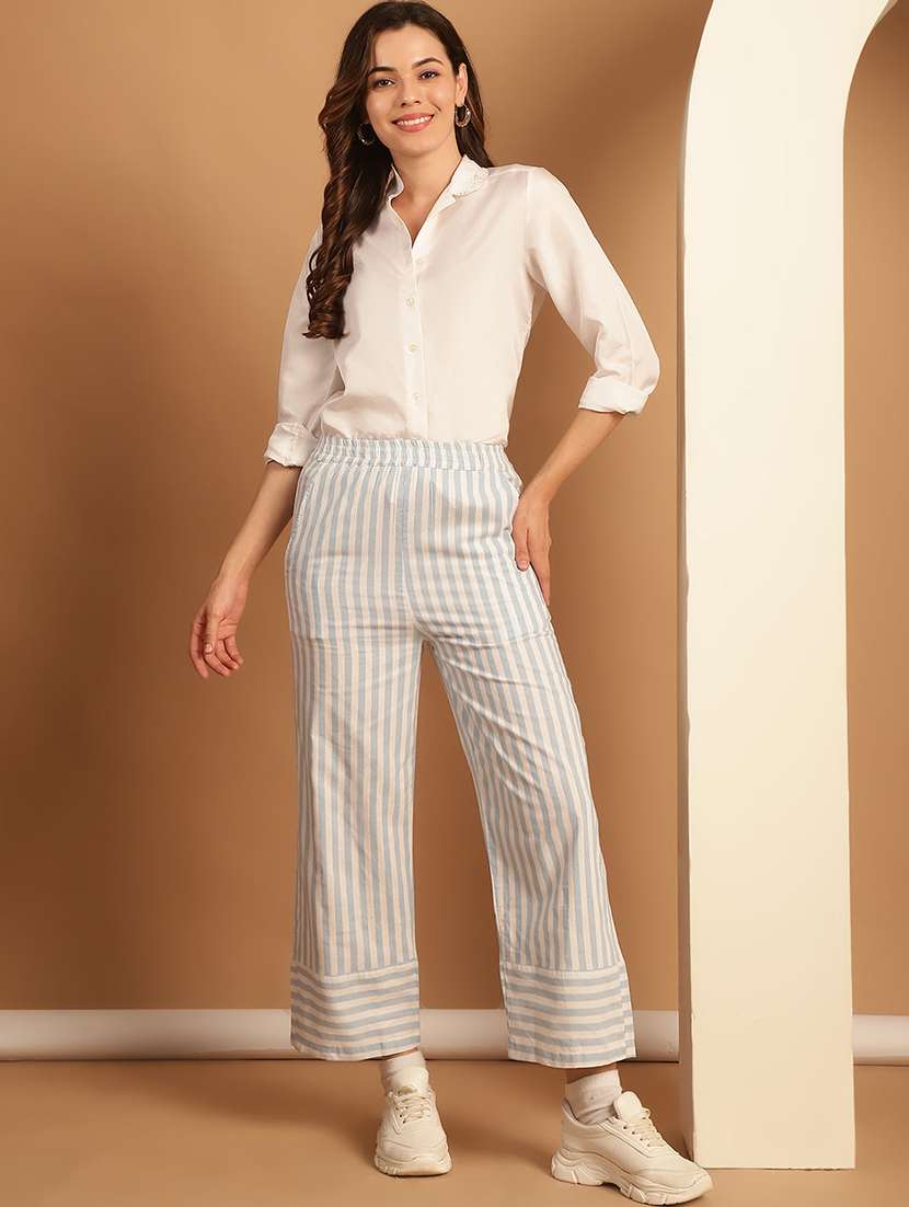 women striped mid rise straight trouser - 22329963 -  Standard Image - 2