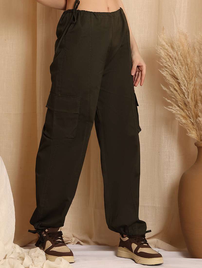 Women Solid Mid Rise Cargo - 22330011 -  Standard Image - 2