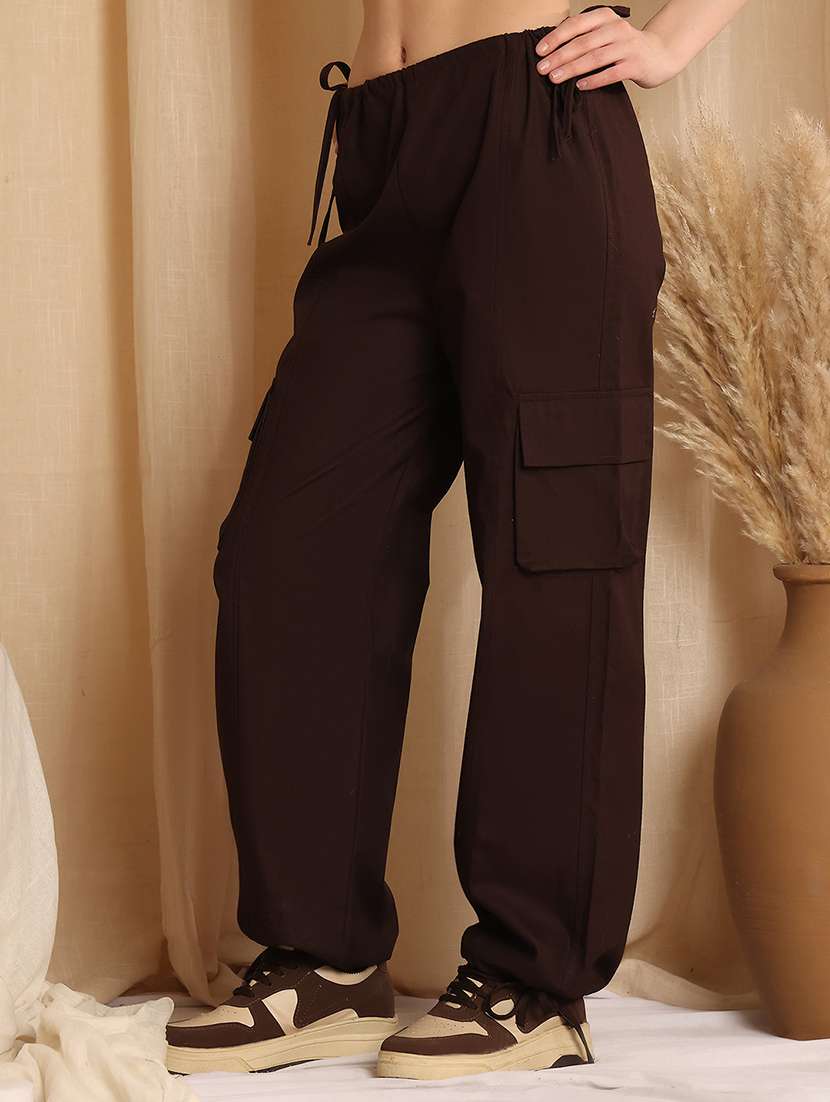 Women Solid Mid Rise Cargo - 22330014 -  Standard Image - 2