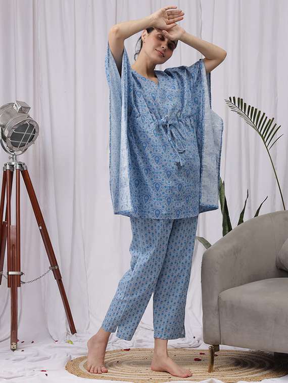women printed nightwear pyjama set - 22330017 -  Standard Image - 2