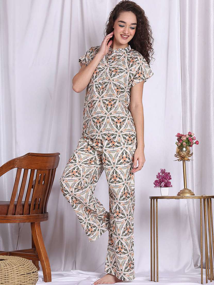 women printed nightwear pyjama set - 22330077 -  Standard Image - 2
