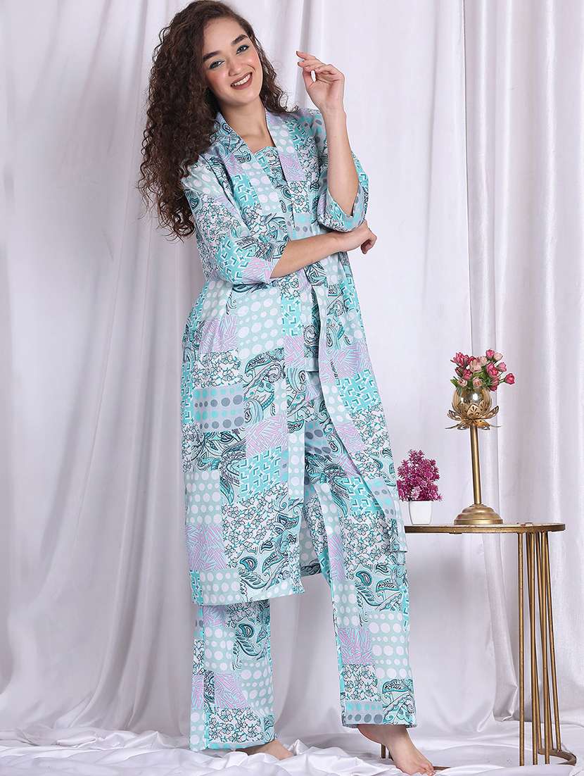 women printed nightwear pyjama set - 22330080 -  Standard Image - 2