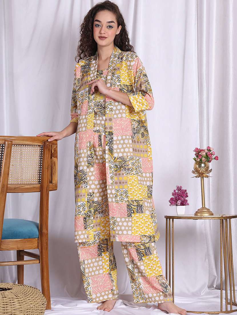 women printed nightwear pyjama set