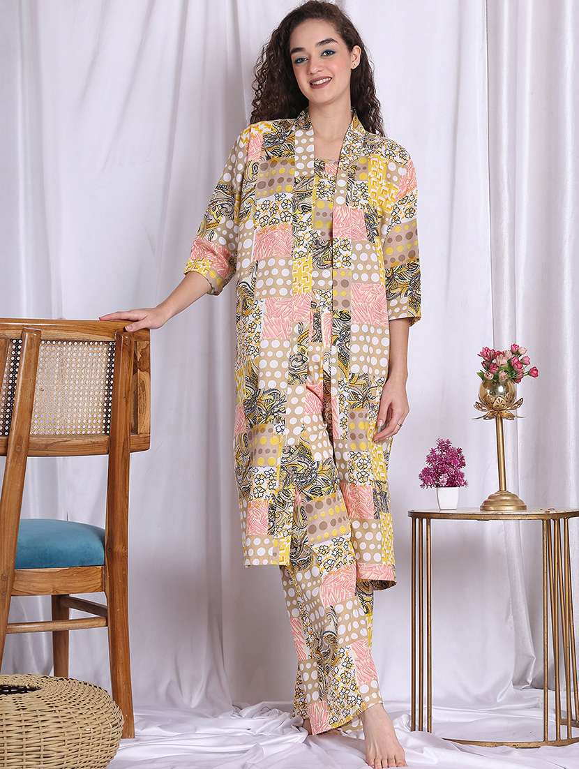 women printed nightwear pyjama set - 22330082 -  Standard Image - 2
